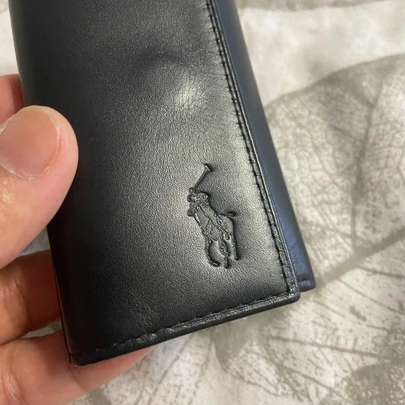 POLO RALPH LAUREN Black Leather Key-Card Holder Wallet